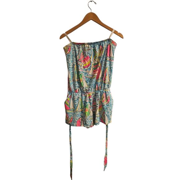 Lilly Pulitzer Strapless Ritz Romper You Gotta Regatta Sailboat sz large - Picture 3 of 8